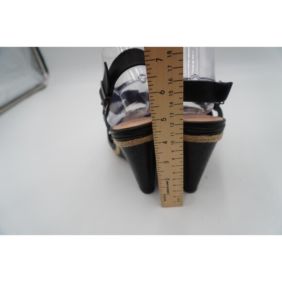 Vince Camuto Black Crisscross Straps Espadrille Trim Platform Wedge Sandals Sz 9 - Picture 14 of 16